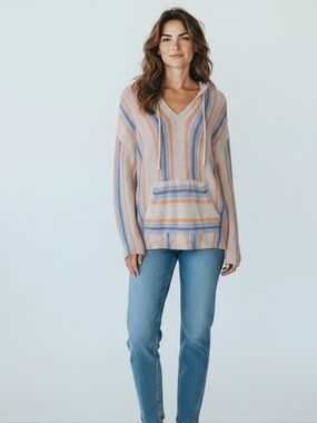 Lucky Brand Striped Knit Hoodie Sweater
